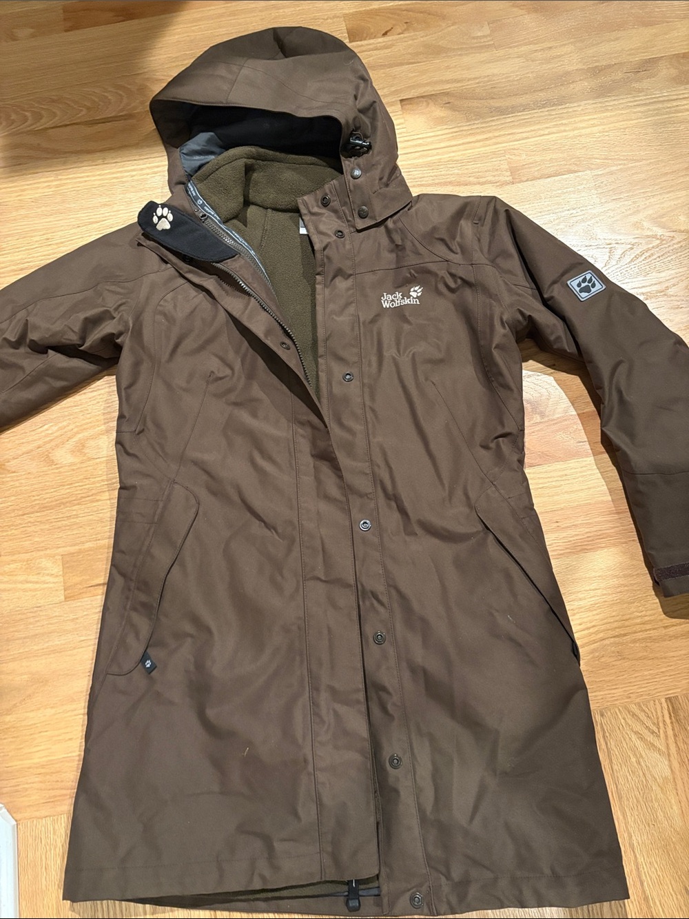 Jack Wolfskin Women's Brown 3 in 1 Hooded Jacket/Coat Sz M